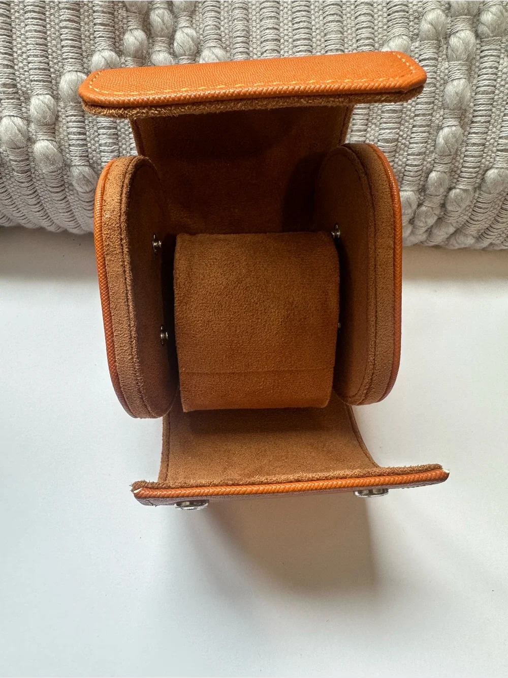 Premium Tan Leather Single Travel Watch Case